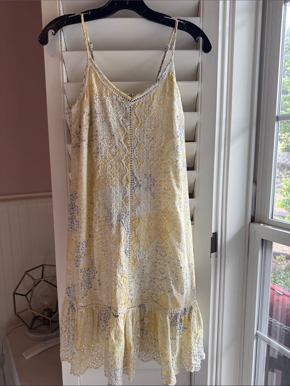 Rachel Zoe Yellow and Gray Lace-Detail Mini Slip Dress